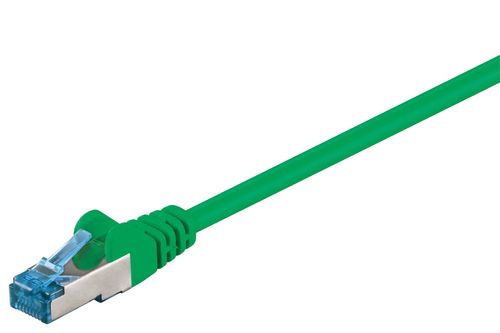 Patchkabel S/FTP (PIMF), Cat 6A für 10 Gigabit/s, grün, 0,5m